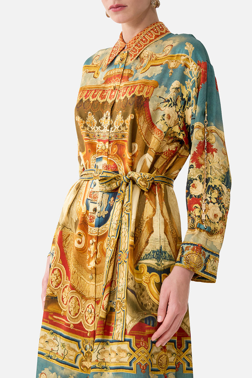 Camilla Life’s Rich Tapestry Shirt Dress with Button Back Detail