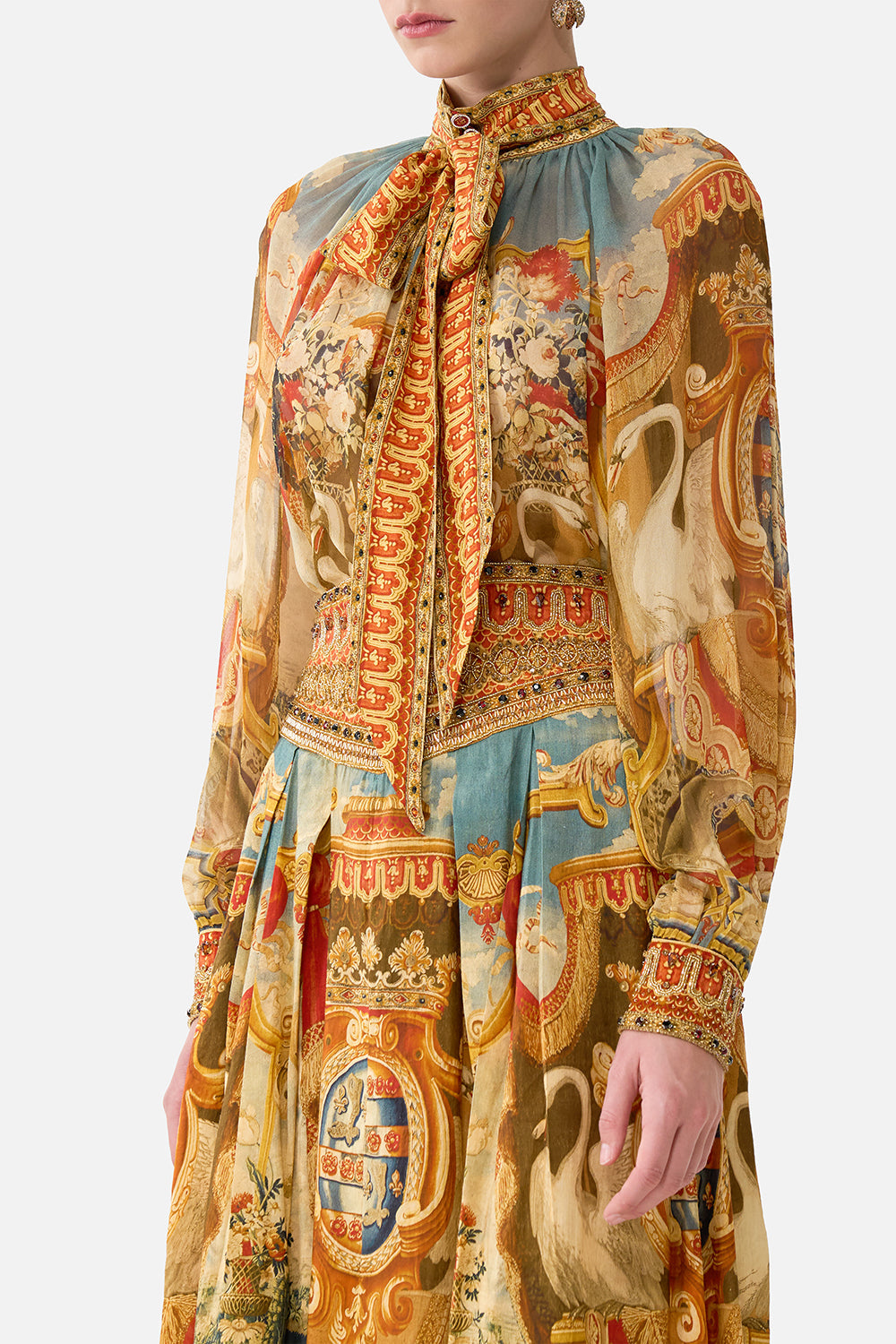 Camilla Life’s Rich Tapestry Detachable Pussy Bow Raglan Blouse