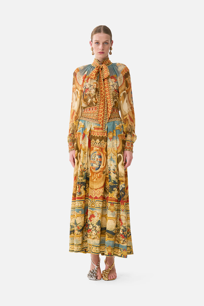 Camilla Life’s Rich Tapestry Detachable Pussy Bow Raglan Blouse