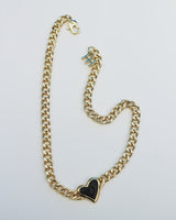 F+H Studios Whitney Heart Choker - Brass - 18K Gold Plating + Onyx