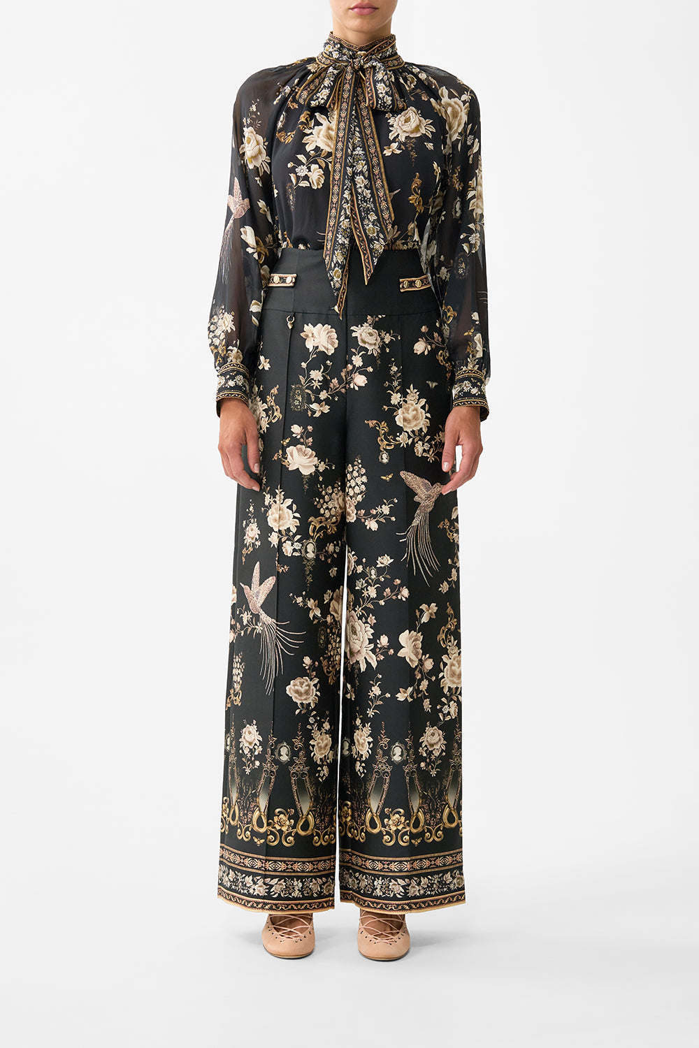 Camilla Flamenco Folklore Detachable Pussy Bow Raglan Blouse