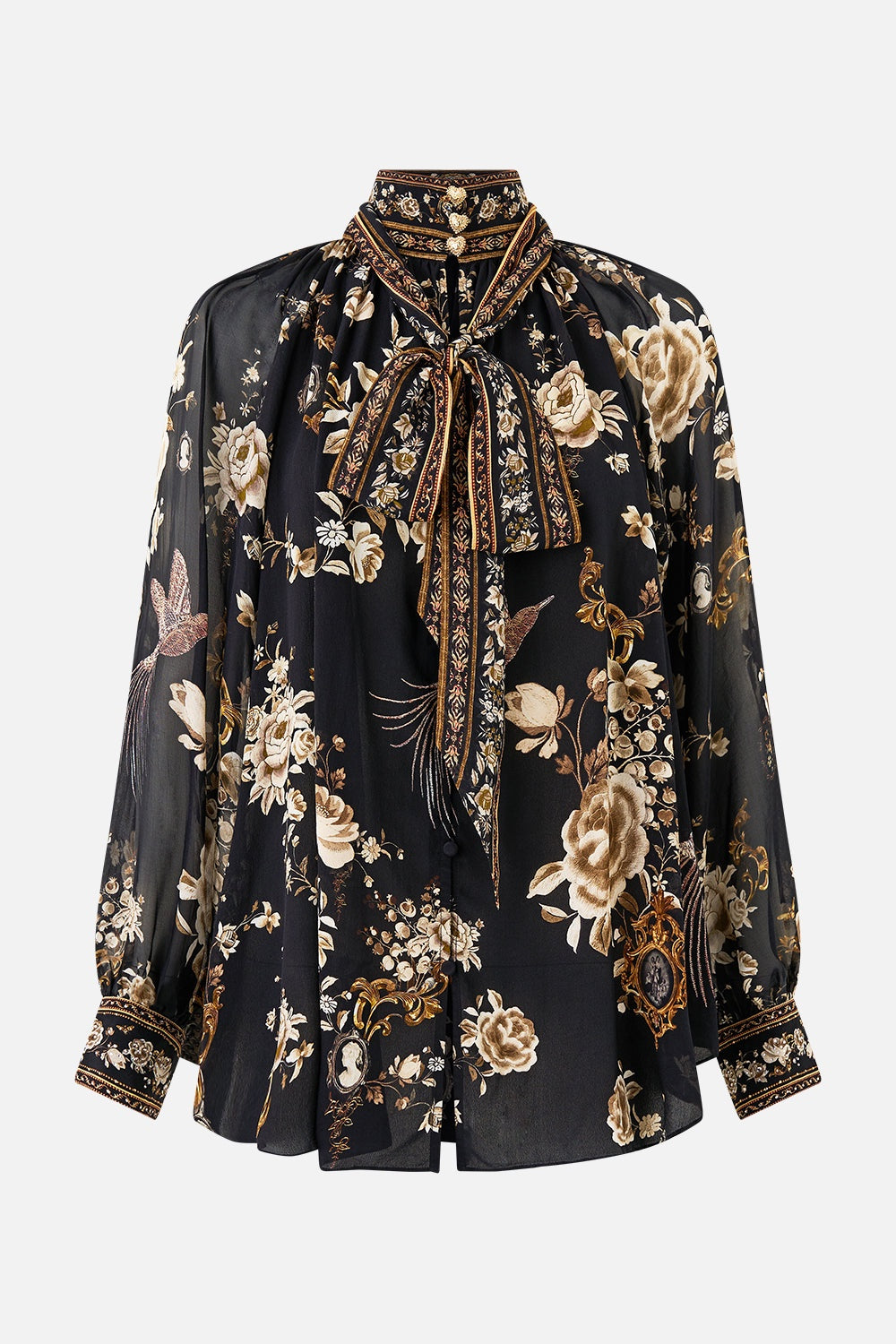 Camilla Flamenco Folklore Detachable Pussy Bow Raglan Blouse