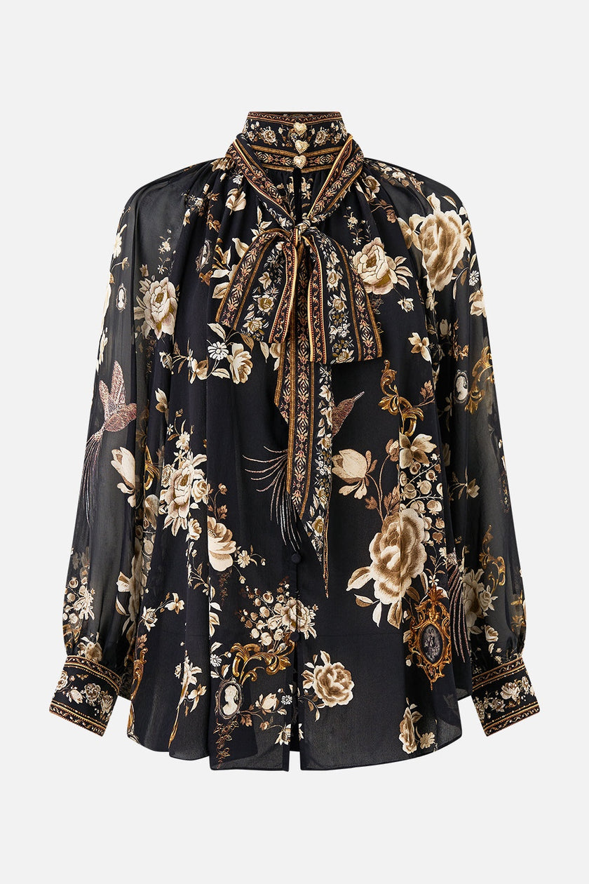 Camilla Flamenco Folklore Detachable Pussy Bow Raglan Blouse