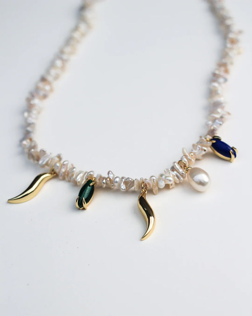 F+H Studios Wipeout Keshi Pearl Necklace - 18K Gold Plating + Freshwater Pearl