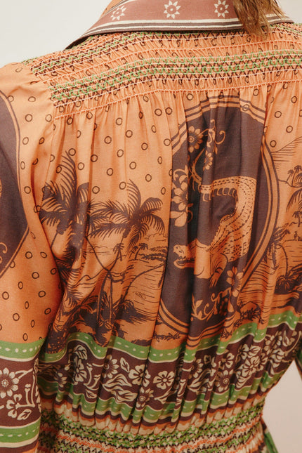 ALÉMAIS Alberta Smocked Shirtdress