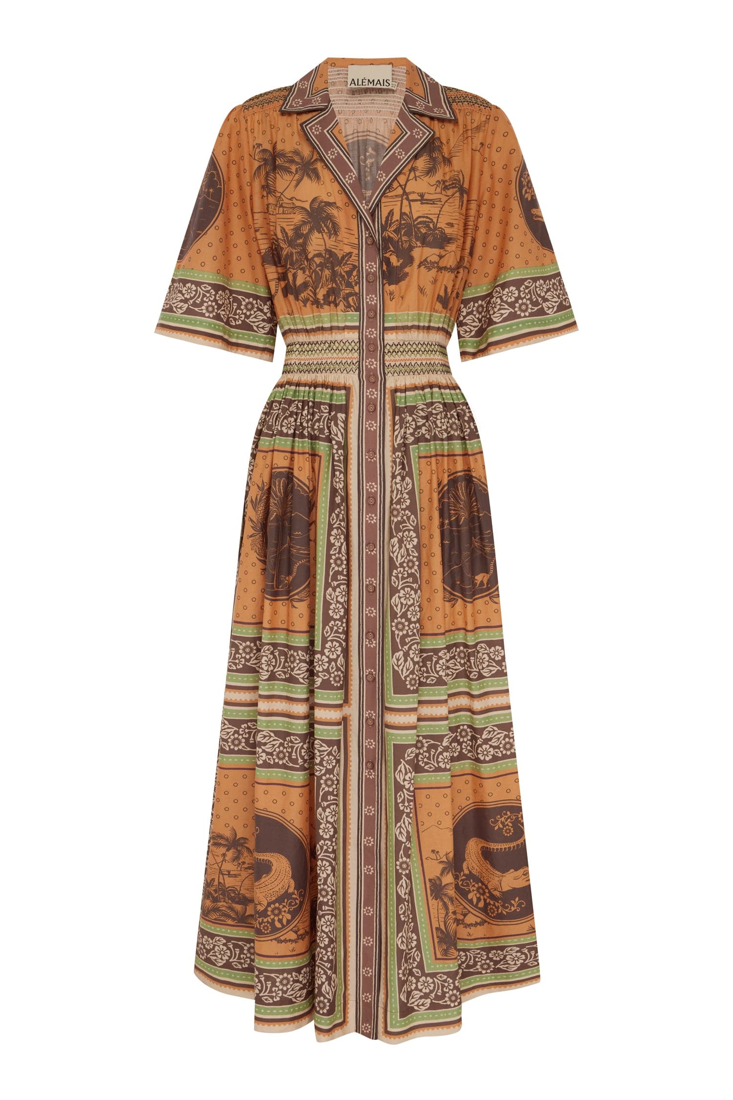 ALÉMAIS Alberta Smocked Shirtdress