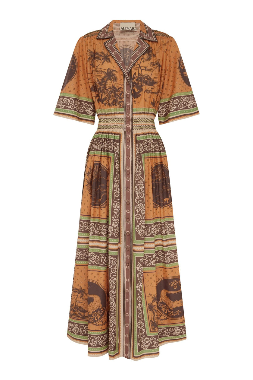 ALÉMAIS Alberta Smocked Shirtdress