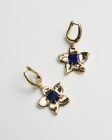 F+H Studios Flower Power Charm Earrings - Brass + 18K Gold Plating + Lapis