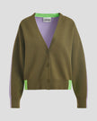 Essentiel Antwerp Jicolour Cardigan - Olive Martini