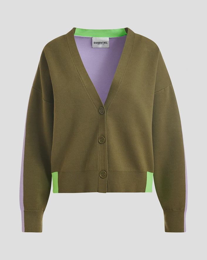 Essentiel Antwerp Jicolour Cardigan - Olive Martini