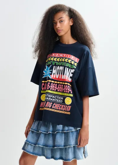 Essentiel Antwerp Joggan Printed T-Shirt - Dark Night
