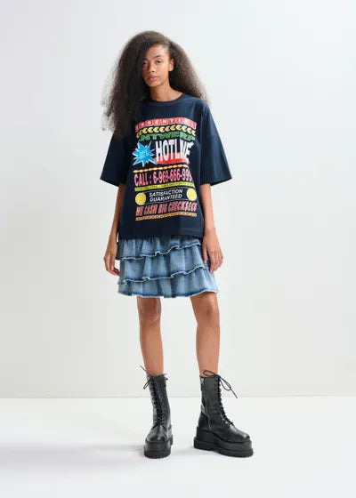 Essentiel Antwerp Joggan Printed T-Shirt - Dark Night