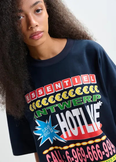 Essentiel Antwerp Joggan Printed T-Shirt - Dark Night