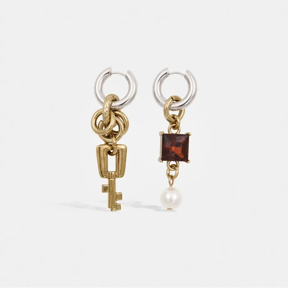 Essentiel Antwerp Kaos Gold/Silver/Glass Mismatched Earrings