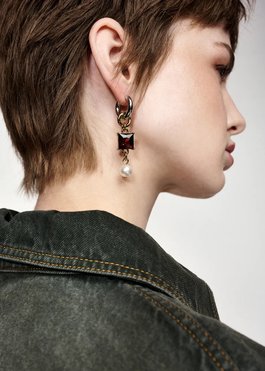 Essentiel Antwerp Kaos Gold/Silver/Glass Mismatched Earrings