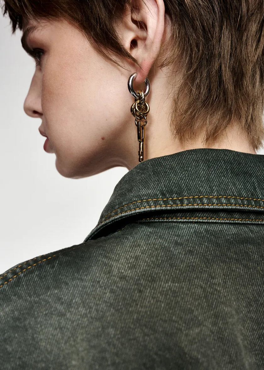 Essentiel Antwerp Kaos Gold/Silver/Glass Mismatched Earrings