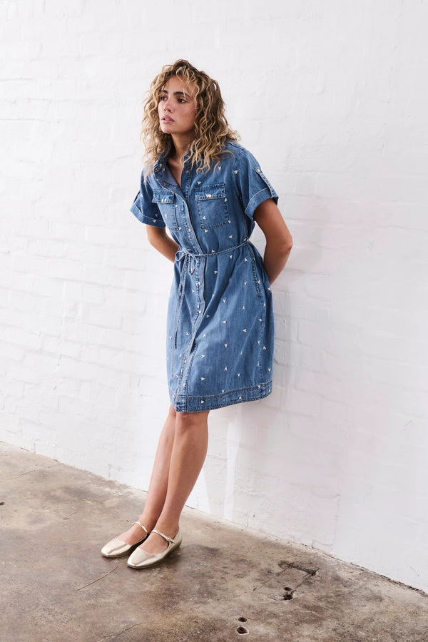 Kireina Simone Dress - Heart 70s Blue