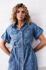 Kireina Simone Dress - Heart 70s Blue