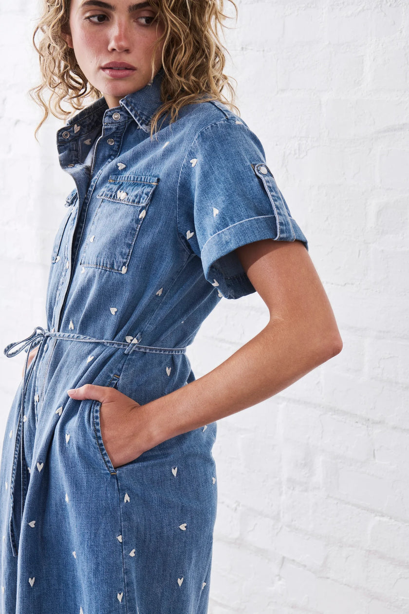 Kireina Simone Dress - Heart 70s Blue