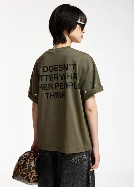Essentiel Antwerp Kourse Tee with Studs - Green