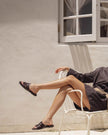 WALNUT Agnes Leather Sandal - Chocolate Croc