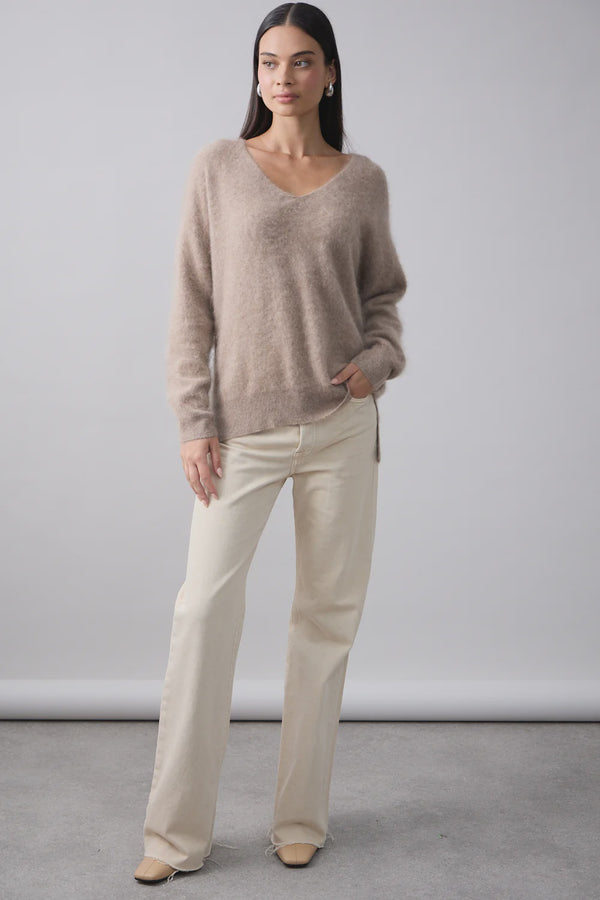 Mia Fratino Scarlett Vee Sweater - Biscuit