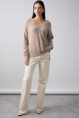 Mia Fratino Scarlett Vee Sweater - Biscuit
