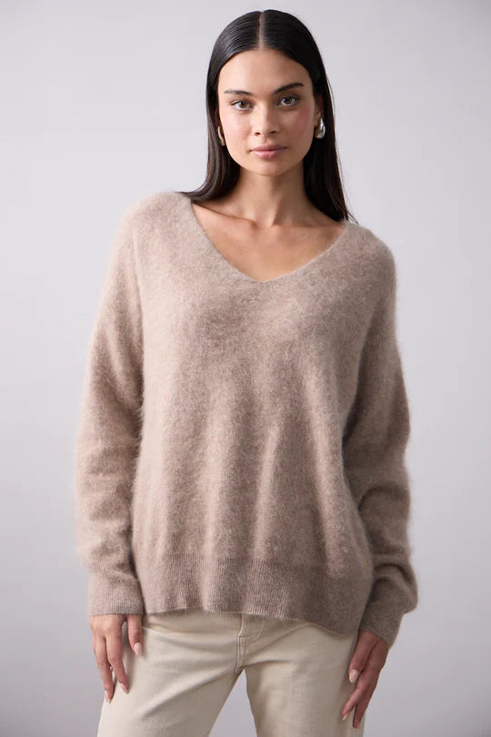 Mia Fratino Scarlett Vee Sweater - Biscuit