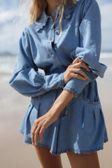 Odet Sail Denim Romper - Bleu