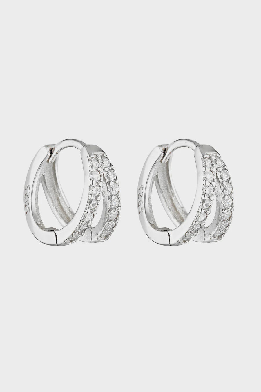Porter Jewellery Double Angel Huggies - Sterling/Clear
