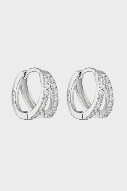 Porter Jewellery Double Angel Huggies - Sterling/Clear