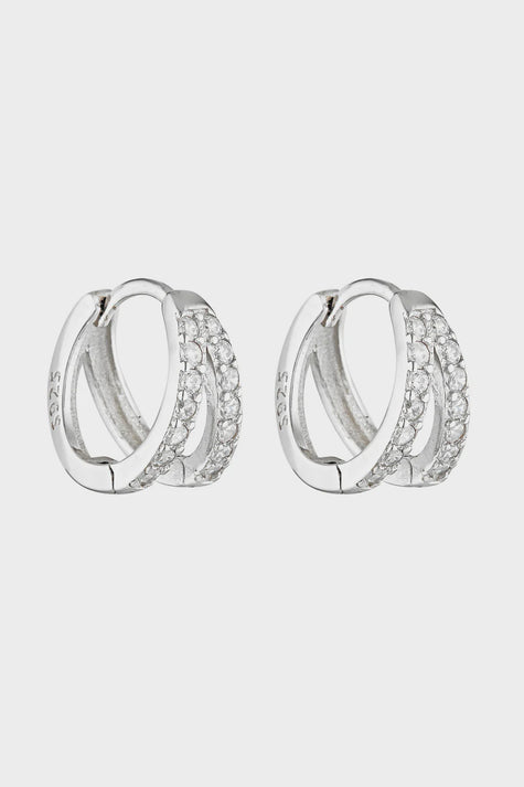 Porter Jewellery Double Angel Huggies - Sterling/Clear