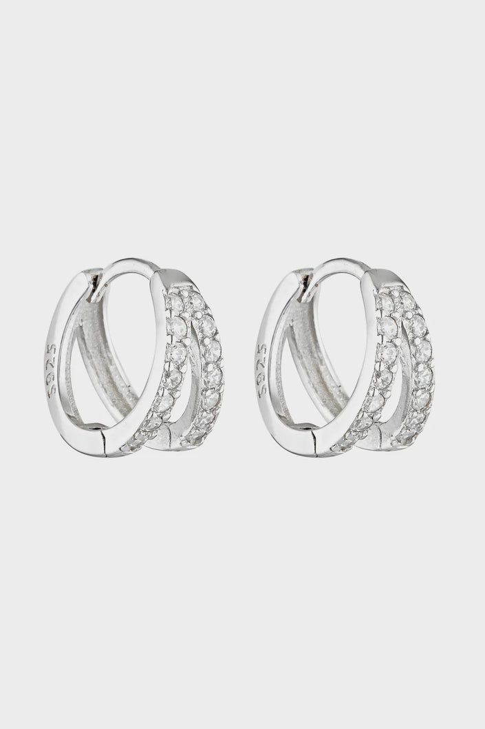 Porter Jewellery Double Angel Huggies - Sterling/Clear