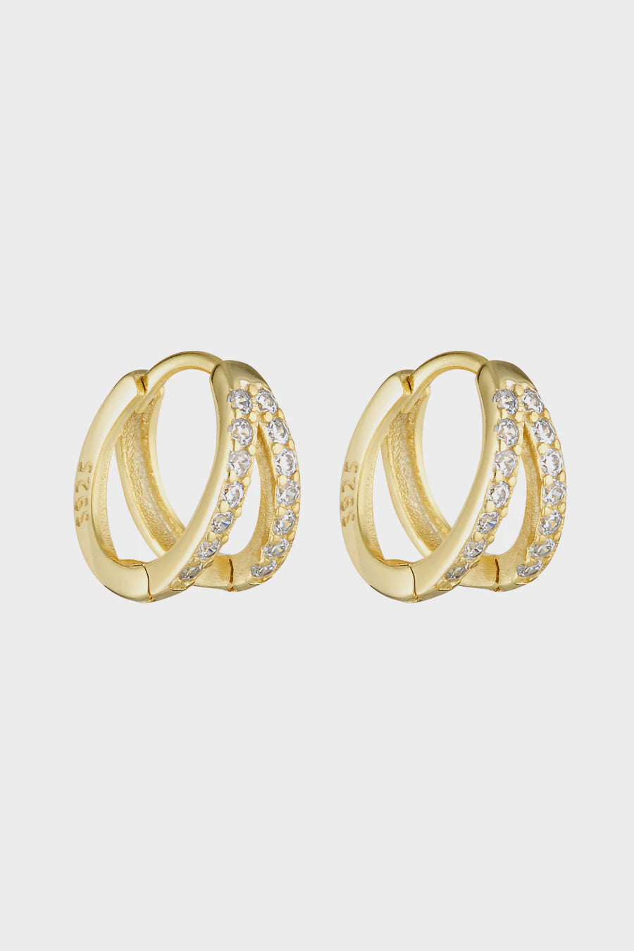 Porter Jewellery Double Angel Huggies - Gold/Clear
