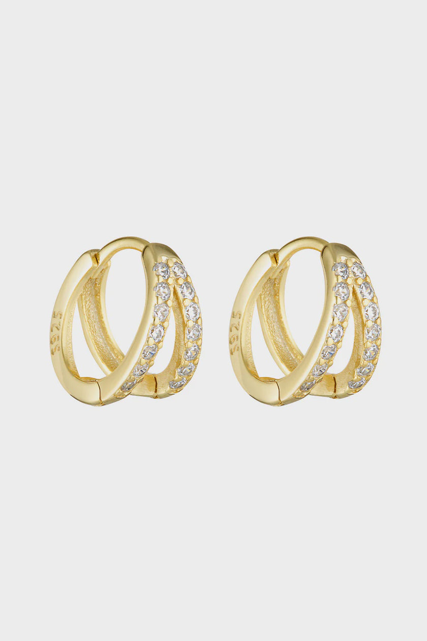 Porter Jewellery Double Angel Huggies - Gold/Clear
