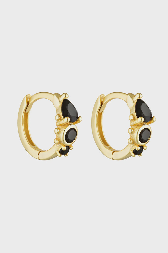 Porter Jewellery Heirloom Huggies - Gold/Onyx