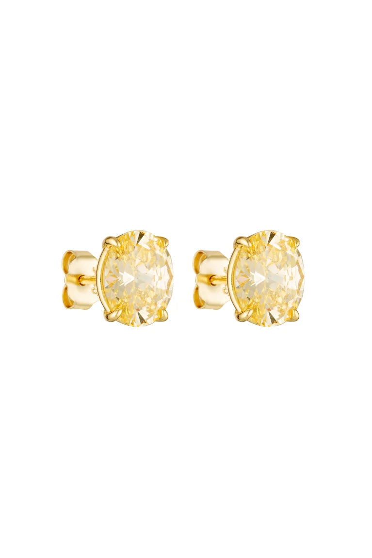 PORTER Oval Studs 2CT Canary Gold
