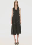 POL Orlo Topstitch Wrap Dress - Black/Pebble