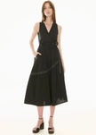 POL Orlo Topstitch Wrap Dress - Black/Pebble