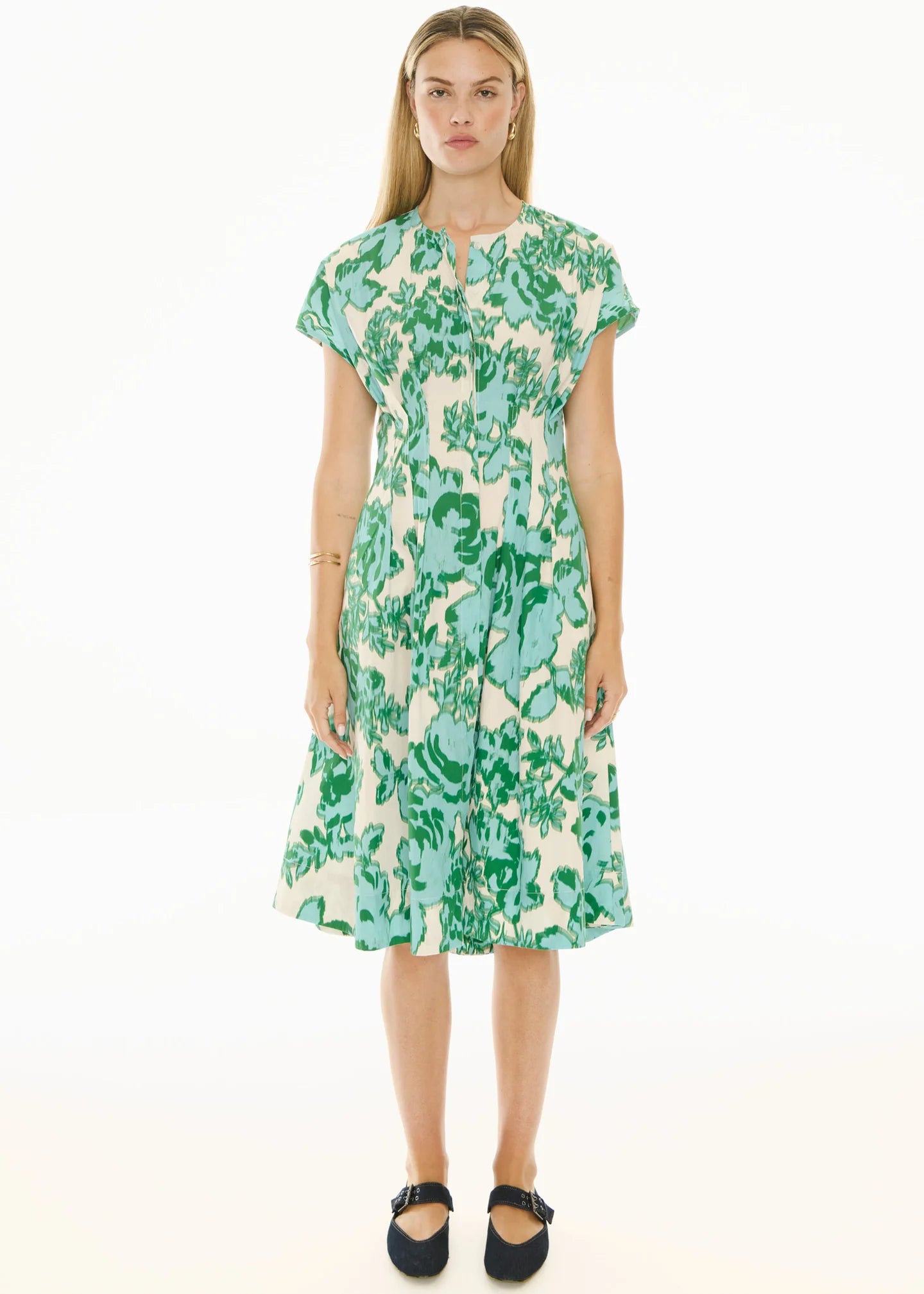 POL Jaine Tucked Dress -  Static Floral