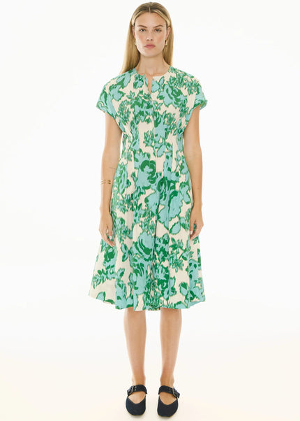 POL Jaine Tucked Dress -  Static Floral