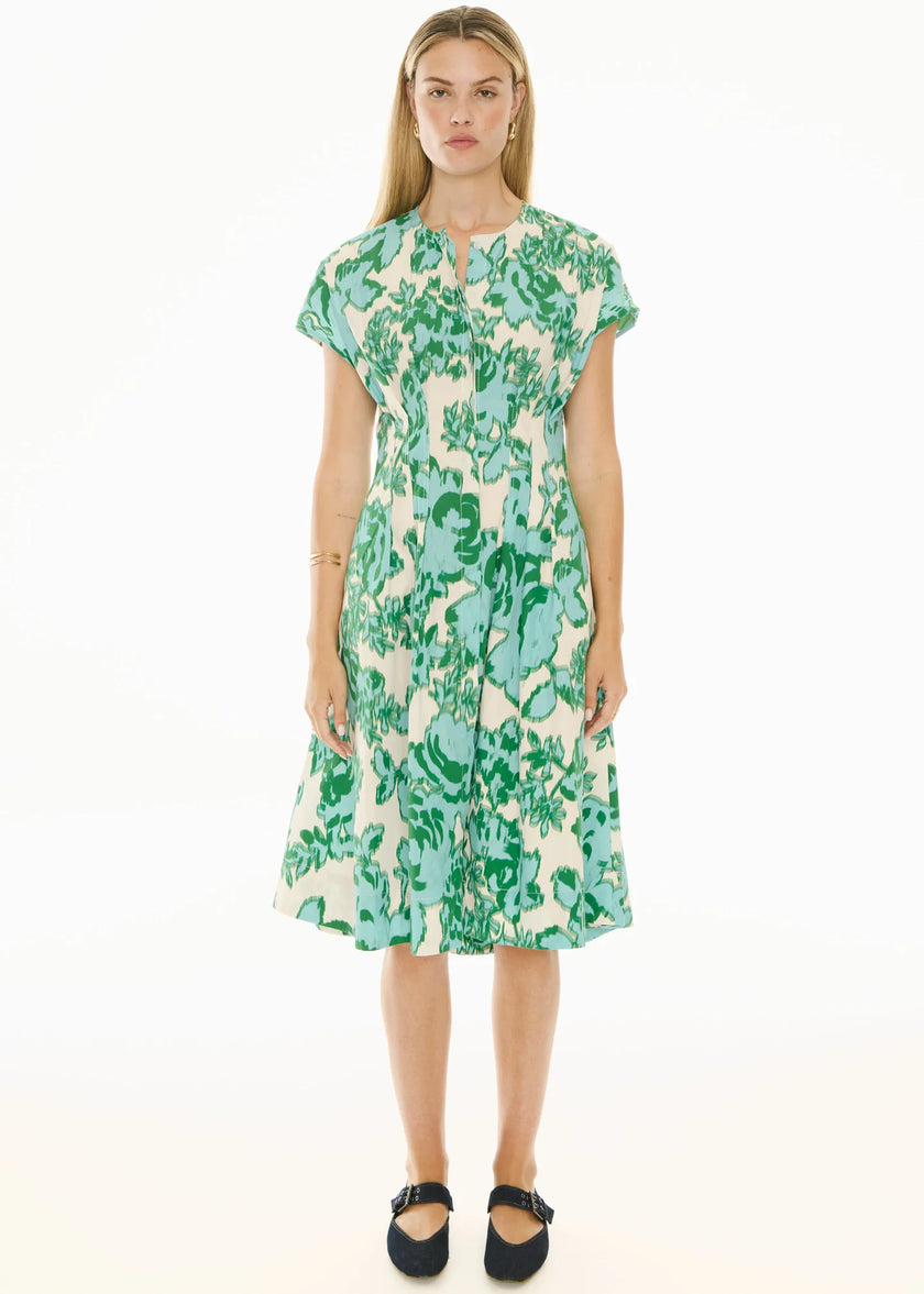 POL Jaine Tucked Dress -  Static Floral