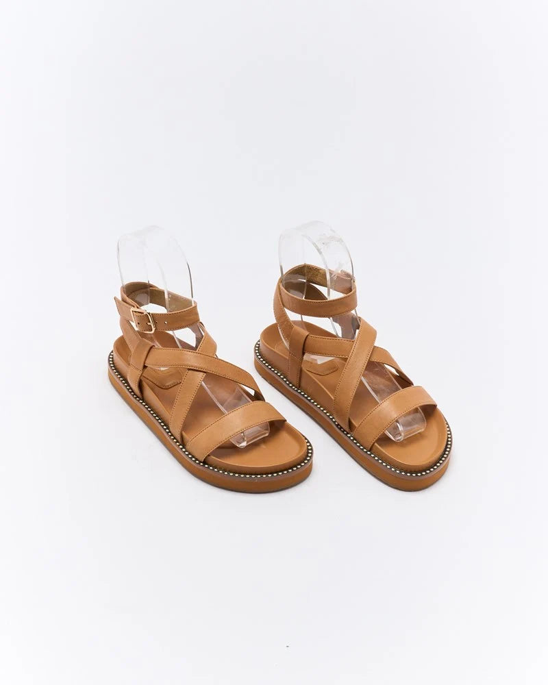 WALNUT Presly Leather Sandal - Coconut Tan