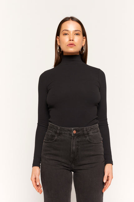 Primi Carina Mock Neck Long Sleeve - Black