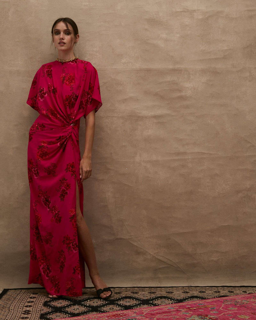 Muma World Magenta Bloom Zaira Dress - Pink