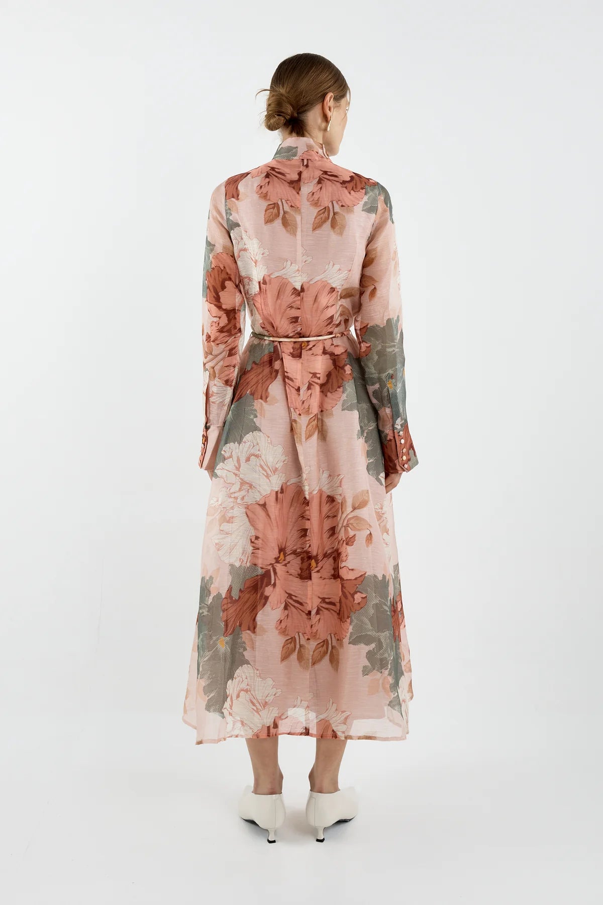 Sofia Irina Iris Bell Shirt Dress - Pink/Green