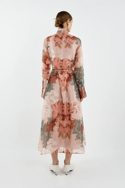 Sofia Irina Iris Bell Shirt Dress - Pink/Green