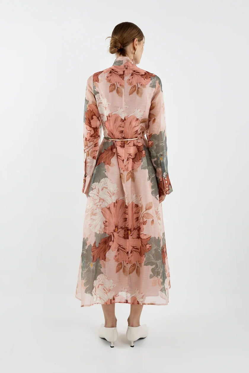 Sofia Irina Iris Bell Shirt Dress - Pink/Green