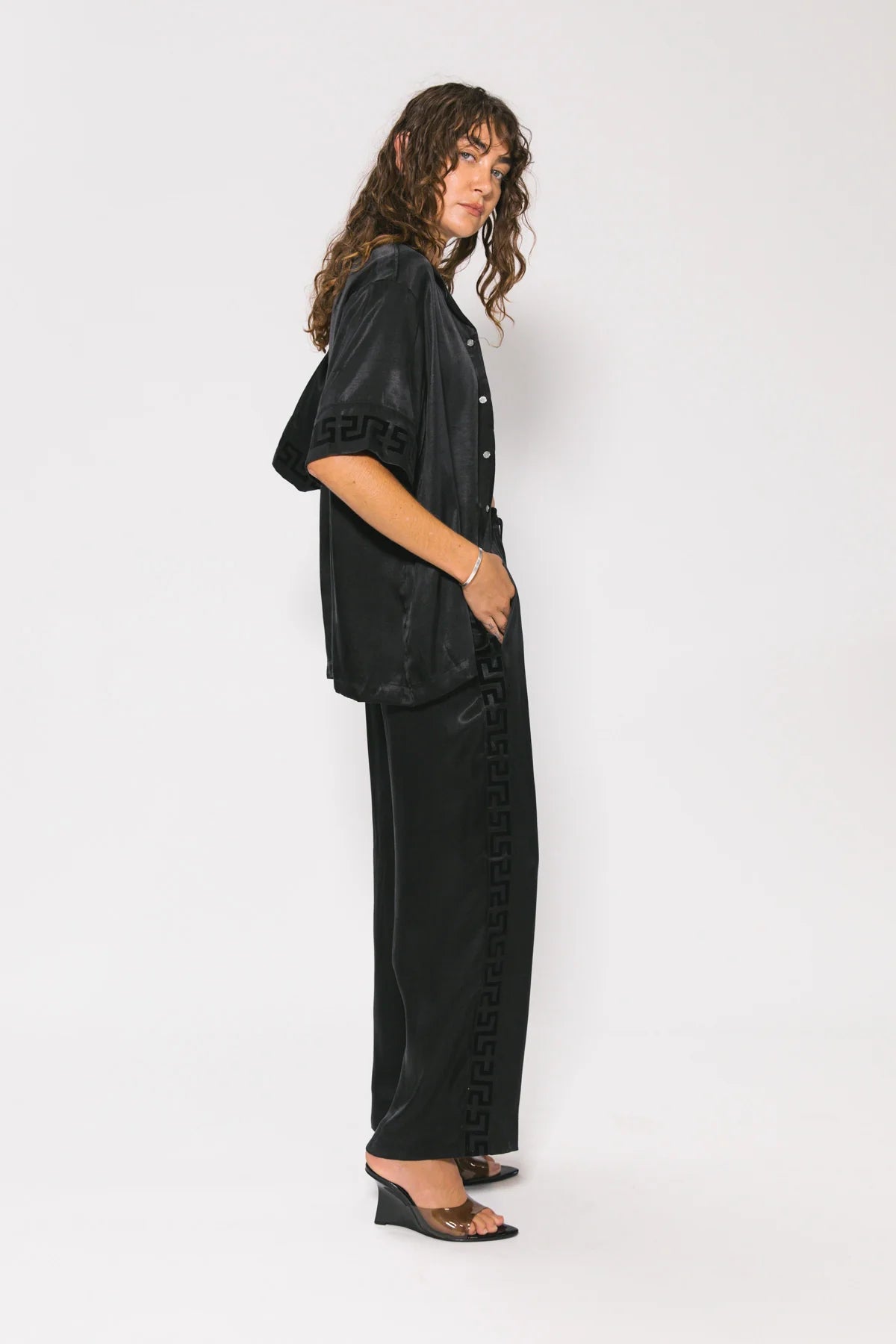 Something Very Special Black Panel Geo Resort Shirt