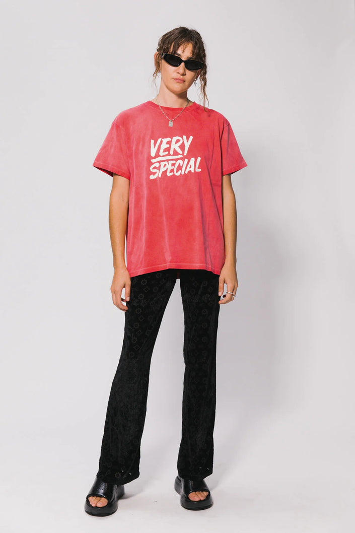 Something Very Special Stacked Logo Tee - Washed Red